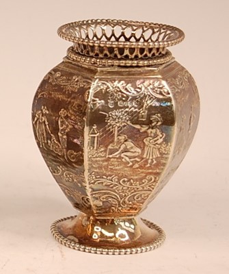 Lot 3064 - A late 19th century silver hexagonal vase,...