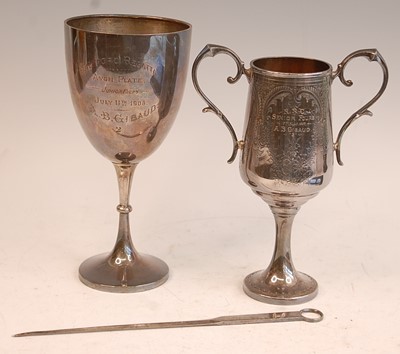Lot 2381 - An Edwardian silver trophy cup with...