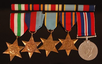 Lot 2148 - A group of five WW II medals to include Italy...
