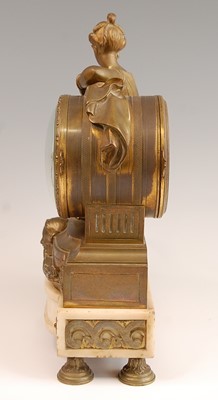 Lot 180 - A 19th century gilt brass mantel clock, having...