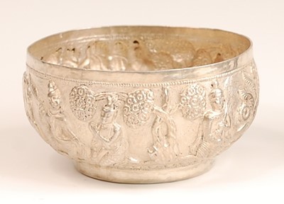 Lot 3228 - An Indian white metal bowl, the whole...