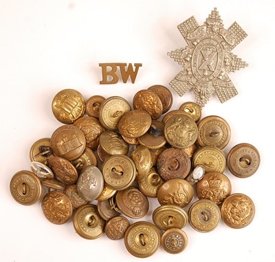 Lot 2218 - A collection of cap badges, buttons and...