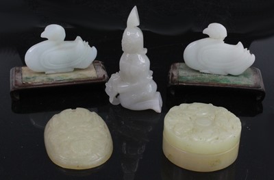 Lot 3231 - Five carved Nephrite 'mutton fat' jade carved...