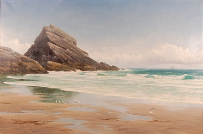 Lot 3264 - David James (1853-1904) - Ebb-tide on the...
