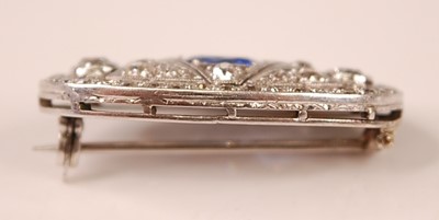 Lot 3125 - A white metal Art Deco style sapphire and...