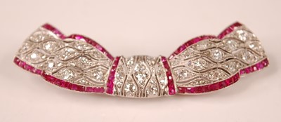 Lot 3126 - An Art Deco style white metal, ruby and...
