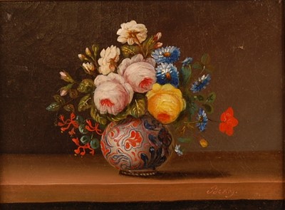 Lot 3299 - Berbig(?) - Still life with flowers in an...