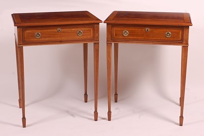 Lot 3343 - A pair of mahogany and crossbanded lamp tables,...