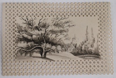 Lot 3222 - A collection of six 19th century ink on card...