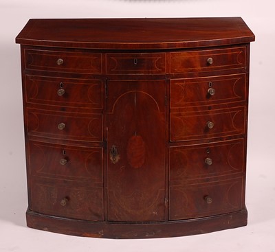 Lot 3356 - A George III mahogany and inlaid bowfront...