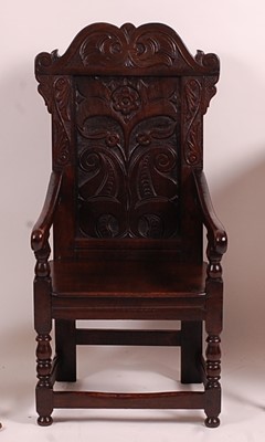 Lot 3370 - A child's joined oak Wainscott chair, in the...