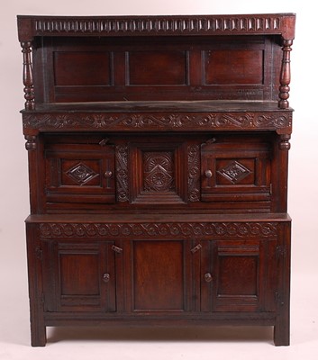 Lot 3362 - An antique joined oak tridarn, the raised...