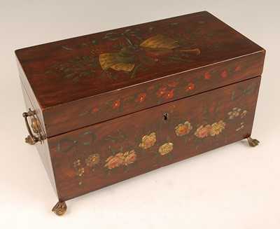 Lot 73 - A 19th century walnut fitted tea caddy, the...