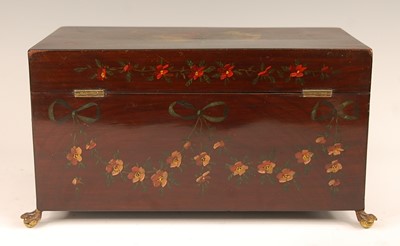 Lot 3190 - A 19th century walnut fitted tea caddy, the...