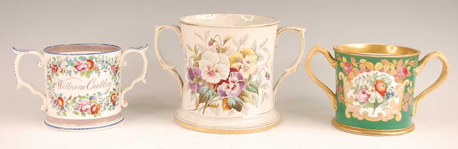 Lot 3026 - A Victorian soft-paste porcelain loving cup,...