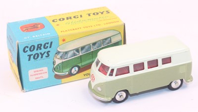 Lot 1041 - A Corgi Toys No. 434 VW Kombi van, olive green...