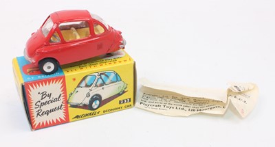 Lot 1052 - Corgi Toys No.233 Heinkel Economy car with red...