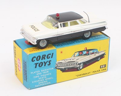 Lot 1088 - A Corgi No. 481 Chevrolet police car, black...