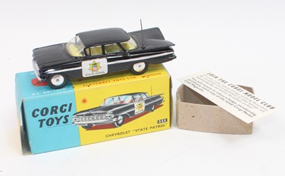 Lot 1089 - A Corgi Toys 223 Chevrolet "State" Police car,...