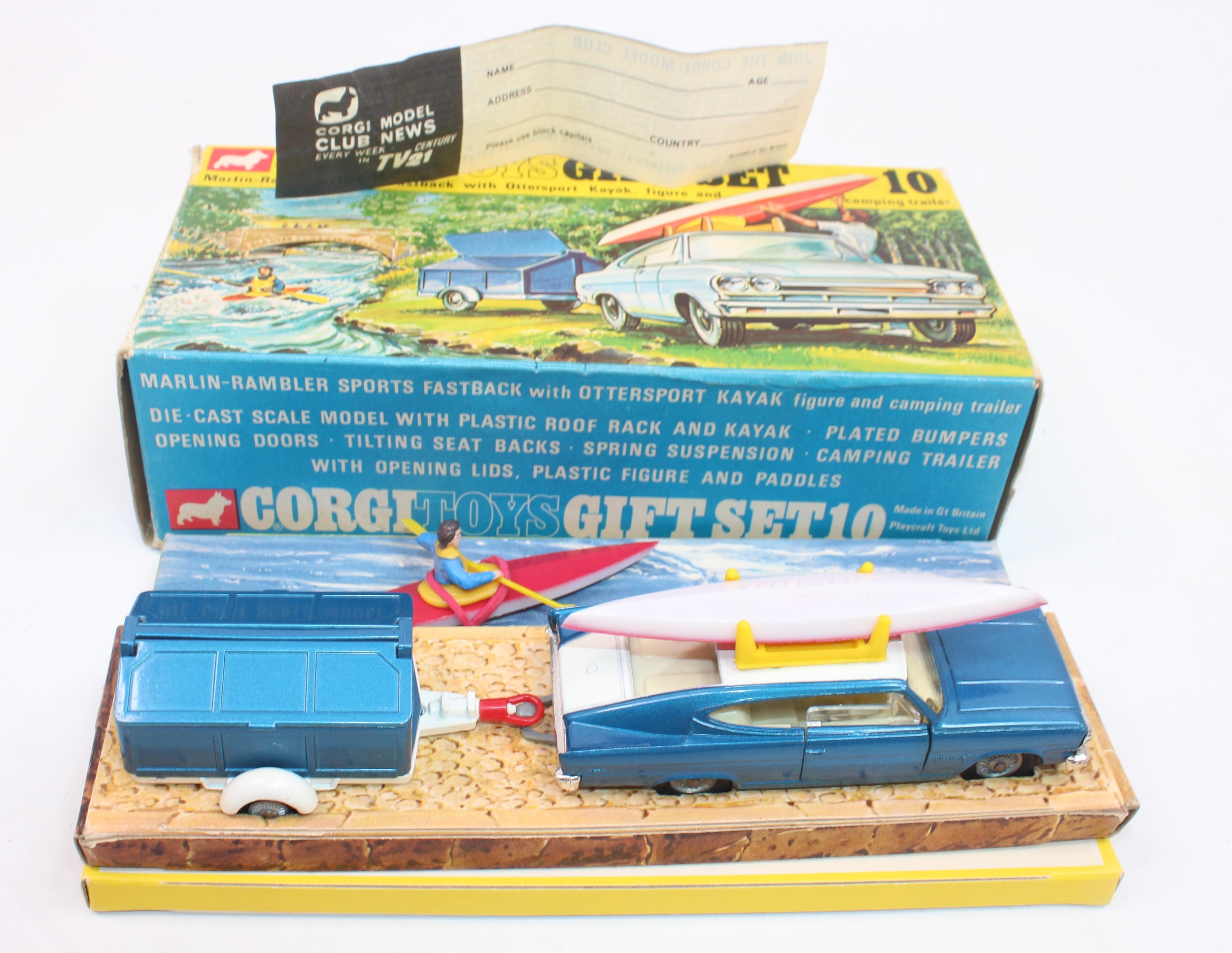 Corgi Toys Gift Set 10 - Marlin Rambler With Ottersport Kayak Figure &  Trailer