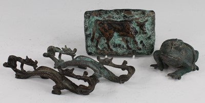 Lot 248 - * A pair of Chinese cast bronze double headed...