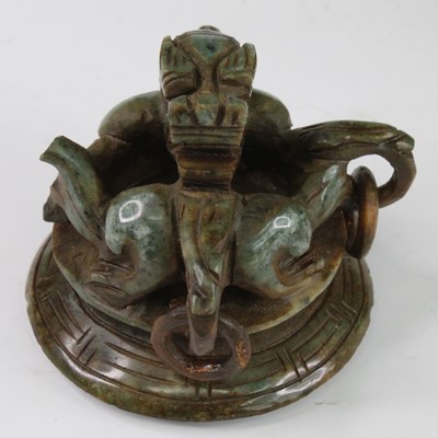 Lot 258 - * A Chinese carved jadeite covered jar and...