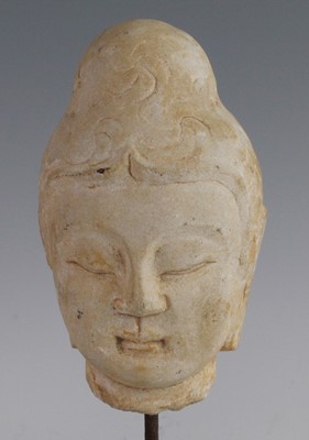 Lot 263 - * A Chinese carved marble head of the Buddha,...
