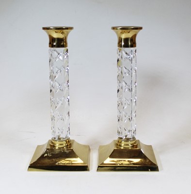 Lot 5 - A pair of 20th century brass and Waterford...