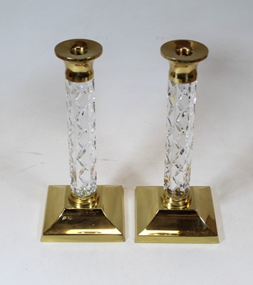Lot 5 - A pair of 20th century brass and Waterford...