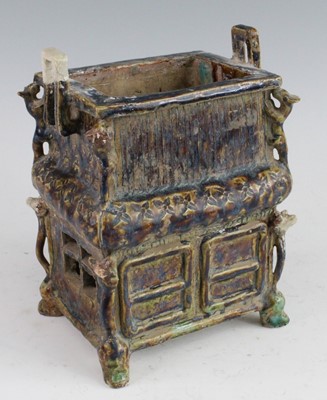 Lot 272 - * A Chinese sancai glazed pottery incense...