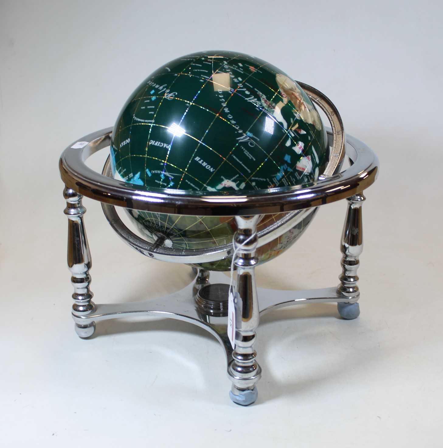 Lot 18 - A 20th century specimen hardstone globe,...