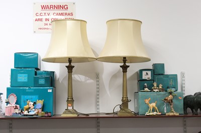 Lot 20 - A pair of 20th century brass table lamps, in...