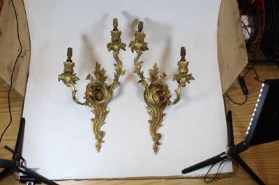 Lot 43 - A pair of 19th century French twin branch wall...