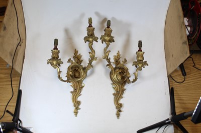 Lot 43 - A pair of 19th century French twin branch wall...