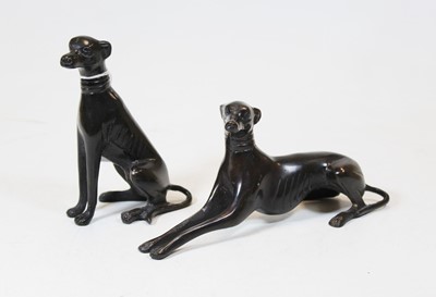 Lot 44 - A bronze model of a seated greyhound, h.14cm;...