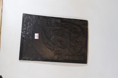Lot 51 - A Japanese carved woodblock, decorated with a...
