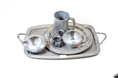 Lot 63 - A collection of pewter wares, to include a...