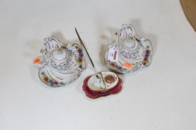Lot 69 - A pair of continental floral encrusted...
