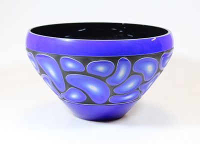 Lot 76 - A 20th century studio blue glass bowl, dia.31cm