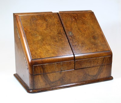 Lot 119 - A Victorian burr walnut desk stand, the twin...