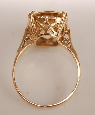 Lot 2505 - A yellow metal citrine dress ring, featuring...