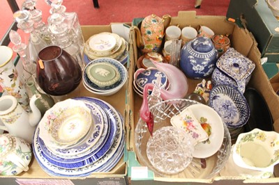 Lot 196 - Two boxes of miscellaneous china and glassware,...