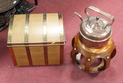 Lot 199 - A large copper range kettle; together with a...