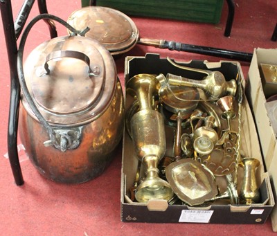 Lot 210 - A box of miscellaneous brassware, to include...