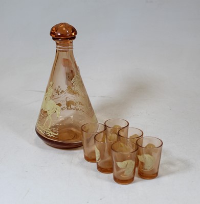 Lot 226 - A mid 20th century pink tinted liqueur set,...