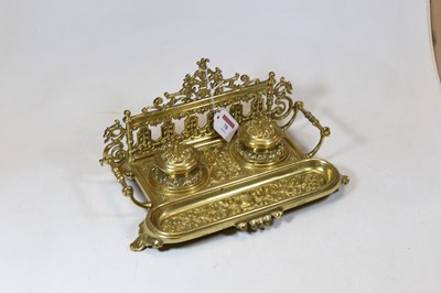 Lot 78 - A Victorian style brass desk stand having a...