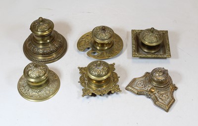 Lot 137 - An early 20th century brass inkwell, repousee...