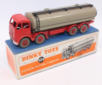 Lot 1409 - Dinky Toys 504 Foden tanker in red and fawn...