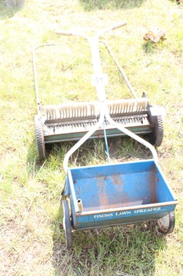 Lot 91 - 1 x Push Fertiliser Spreader and Leave Sweeper