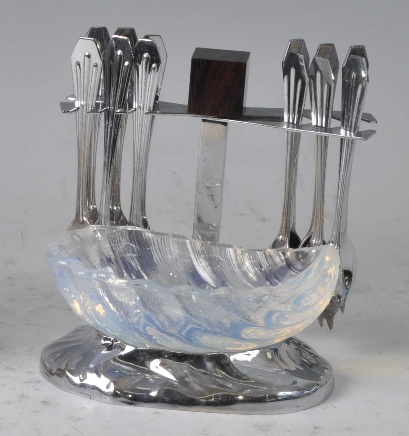 Lot 77 - An Art Deco chromed metal oyster-pick stand,...